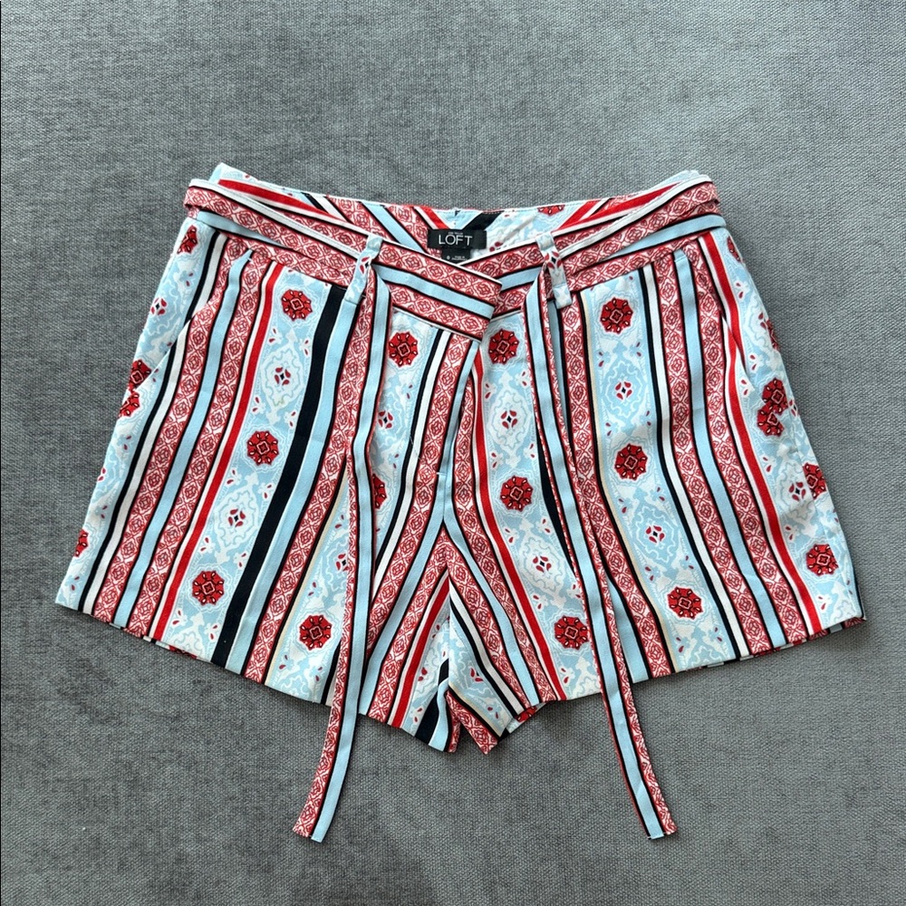 LOFT High Waist Shorts - Red and Blue Pattern
